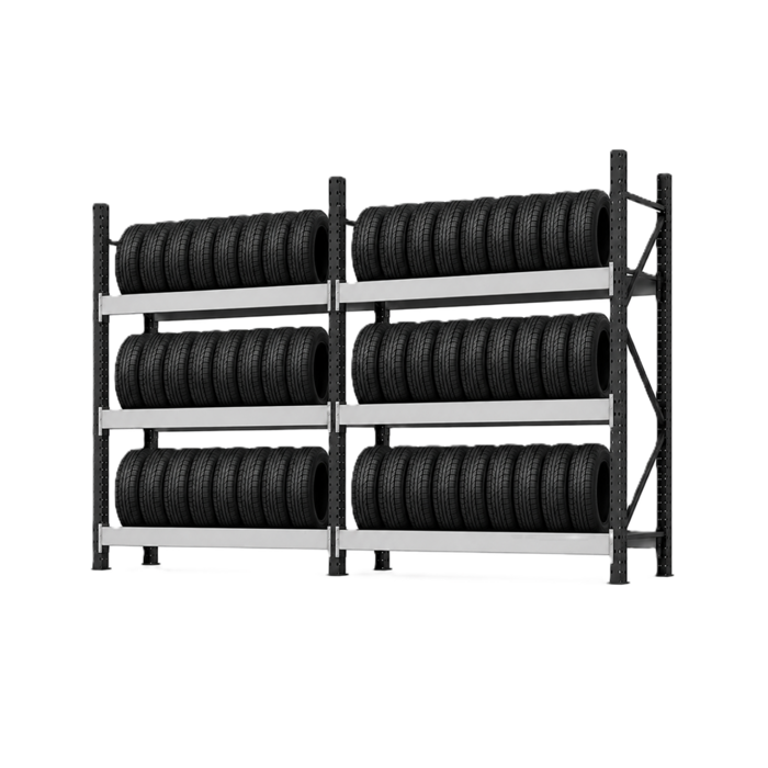 F1 Kit de démarrage pour rayonnage à pneus pour 60 pneus/roues, trois couches